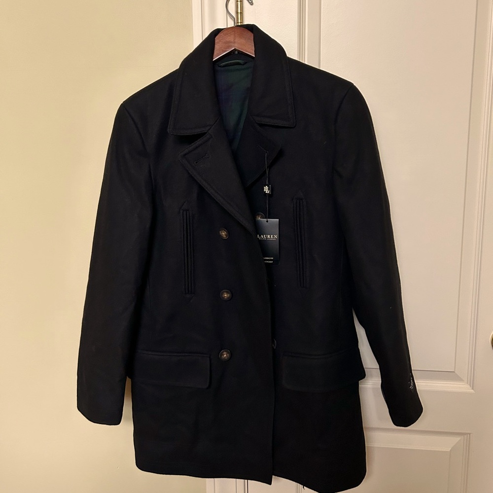 Ralph Lauren Men’s Classic Fit Over Coat, 36R, Black, new with tags